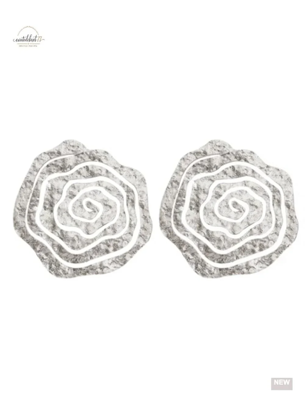 Chunky Spiral Drop Dangle Earrings Hammered Metal Geometric Fashion